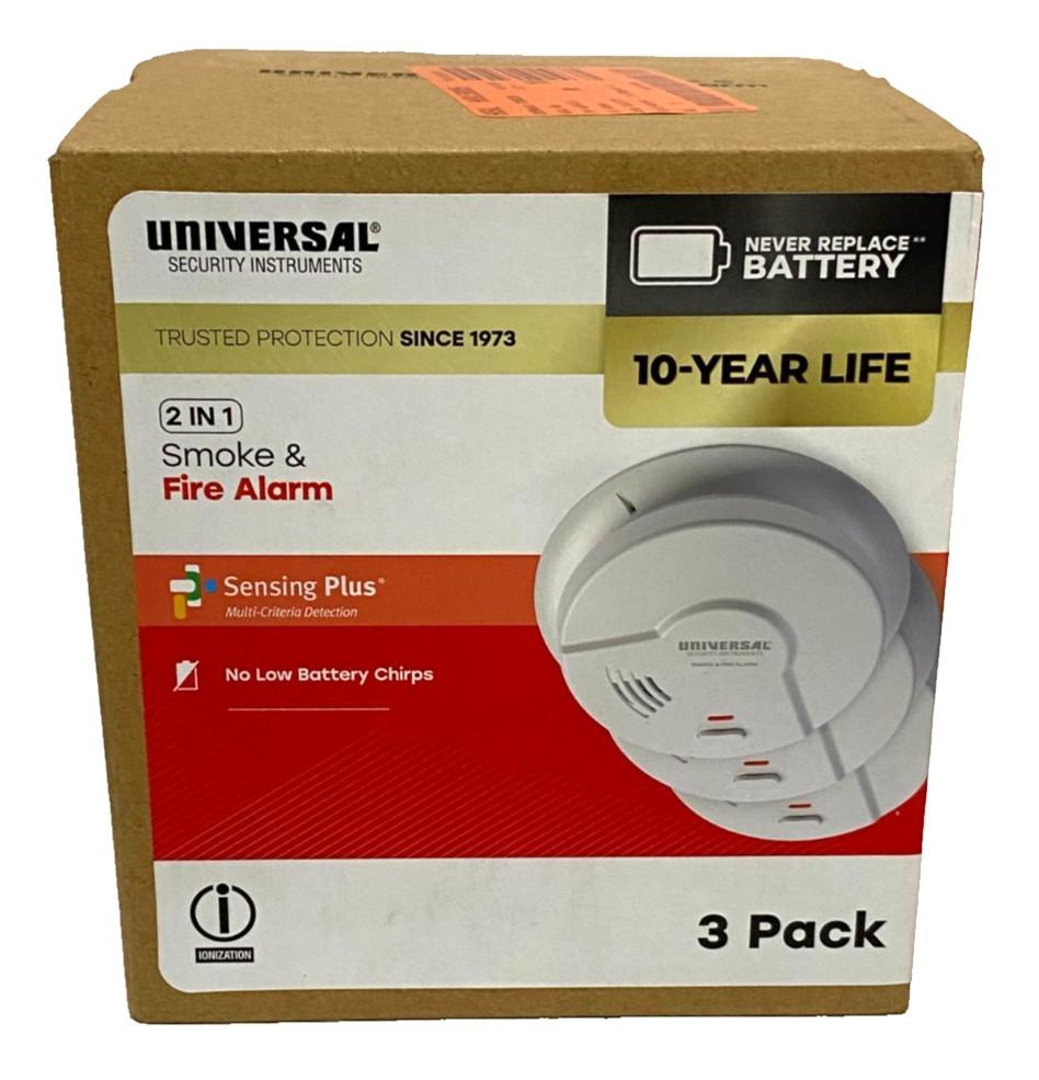 Universal Smoke & Fire Alarm 10-Year Battery Sensing Plus Detection 3-Pack White gallery