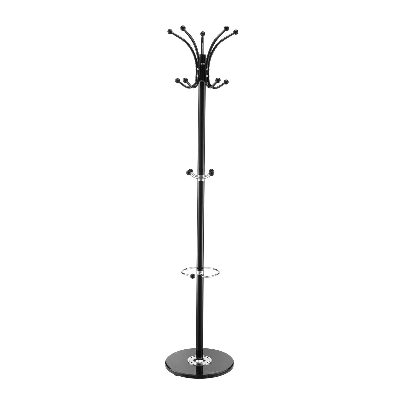 Freestanding Coat Rack Stable Marble Base with Umbrella Holder & 14 Hooks gallery