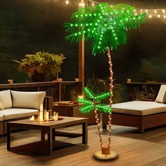 7ft Solar Lighted Palm Tree Artificial Fake Tree Lights Tiki Bar Pool Deck Decor