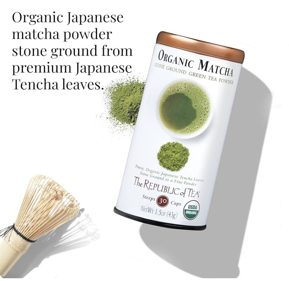2 Organic Matcha Stone Ground Green Tea Powder Republic Of Tea ~1.5oz 30 Cups gallery