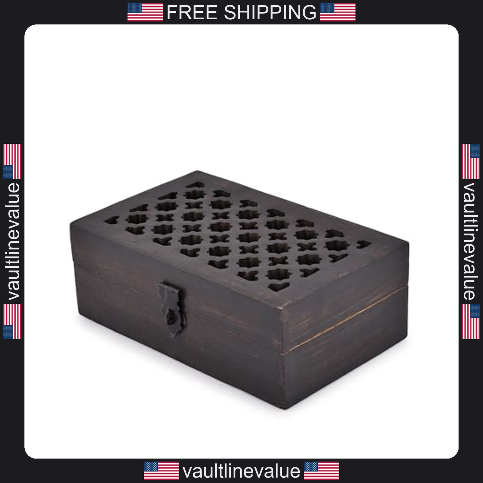 Mango Wood Decorative Box 8x5x3 Inch Hinged Lid for Keepsakes Jewelry Trinkets gallery