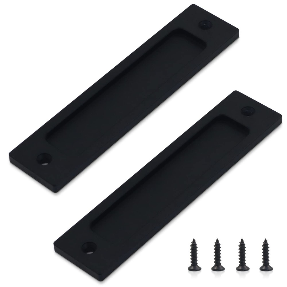 2Pcs Rectangular Recessed Door Pull Handle with Screw, Flat Backside M...