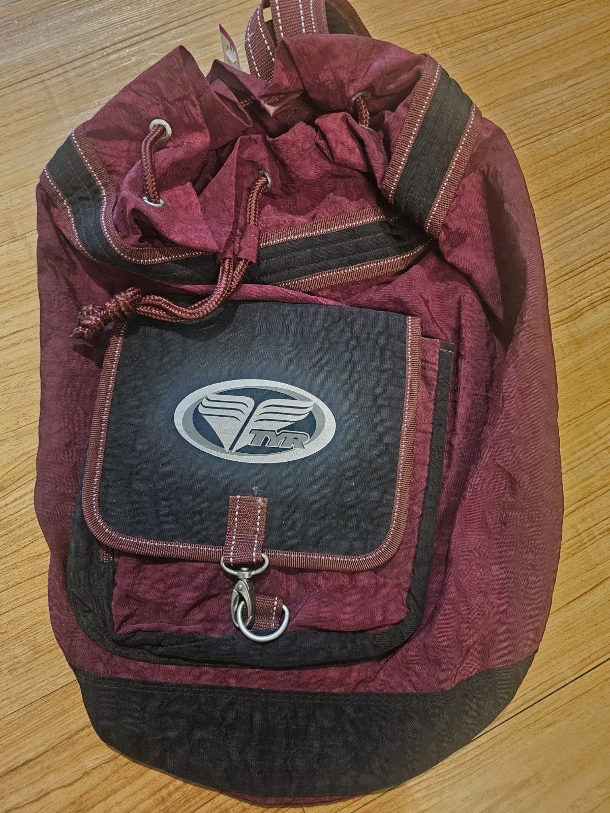 TYR Stuffpack II Backpack Canvas Waterproof Sack Pack Maroon Red Black