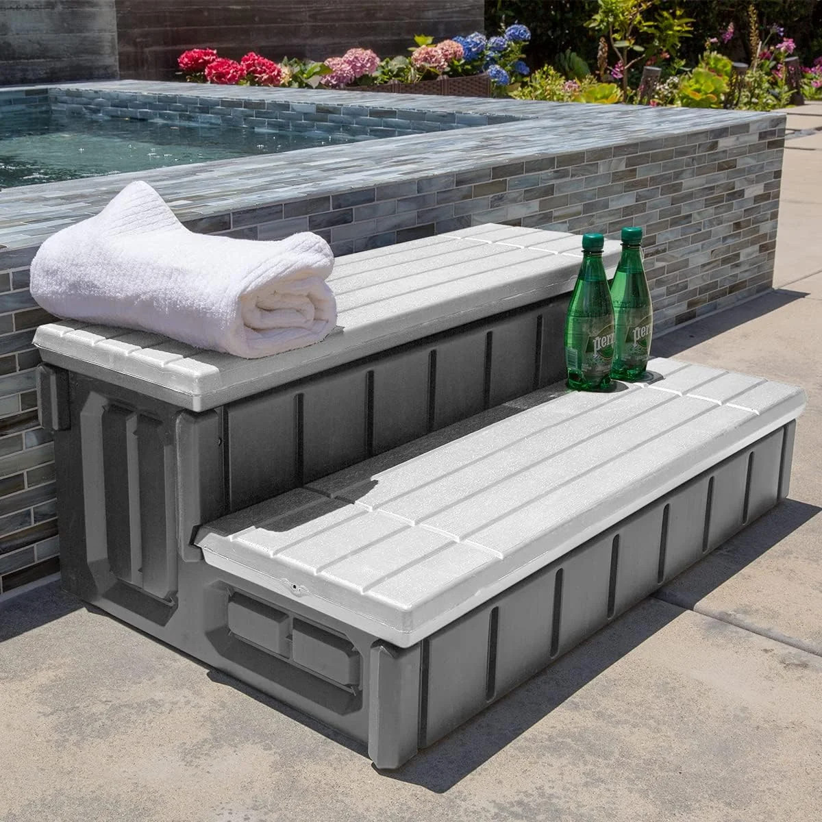 XtremepowerUS Universal Heavy Duty 2-Step Spa & Hot Tub Step Porch Steps with La gallery