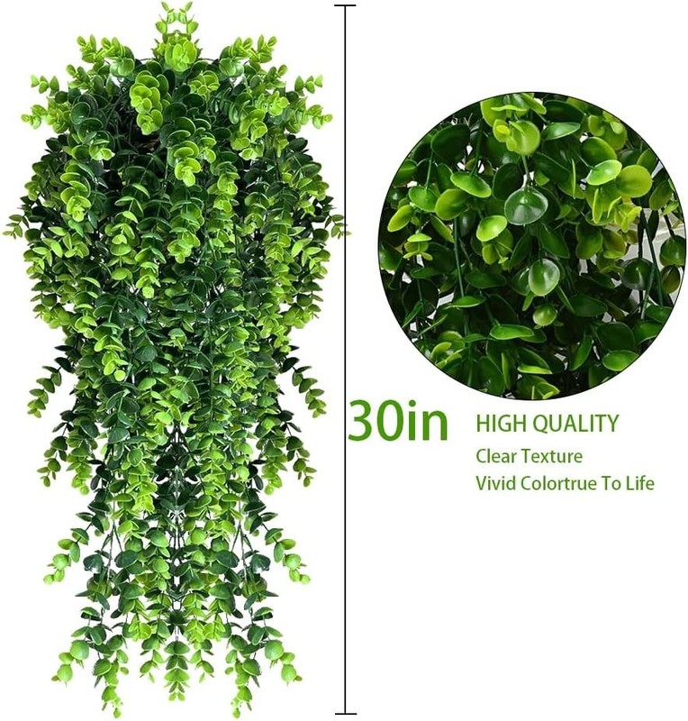 4 Pack Artificial Eucalyptus Leaf Rattan Fake Hanging Plant gallery