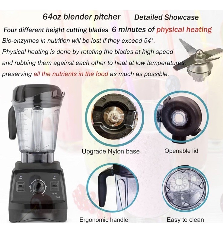 Pitcher Replacement 64oz Low-Profile Compatible W/Vita Mix 780 75-0 75-00 5000 gallery