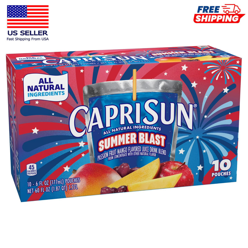 Capri Sun Summer Blast Passion Fruit Mango flavored 10 Count Box 6 fl oz Pouches gallery