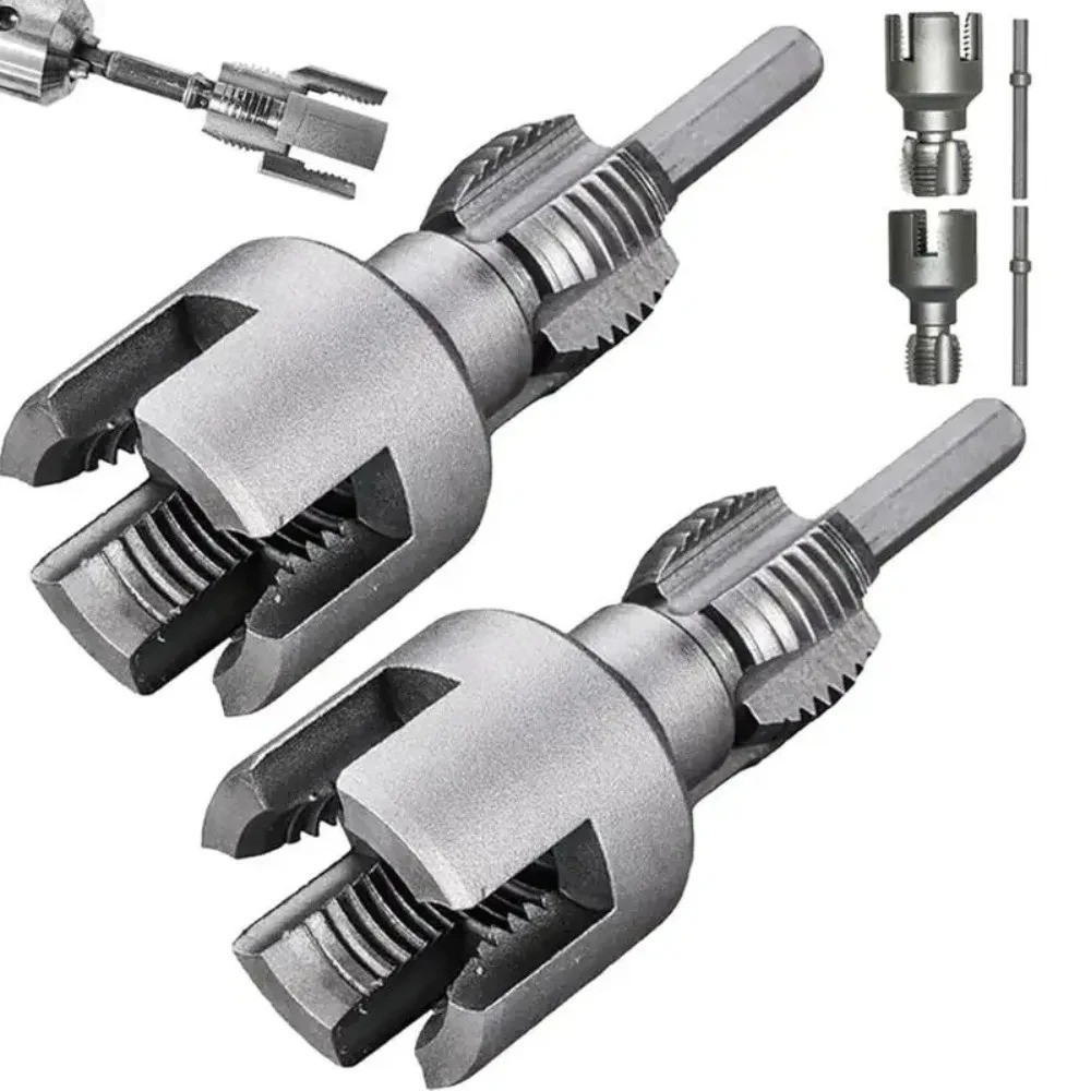 Integrated Internal & External Pipe Threading Tool Steel PVC Pipe Threader Kit gallery