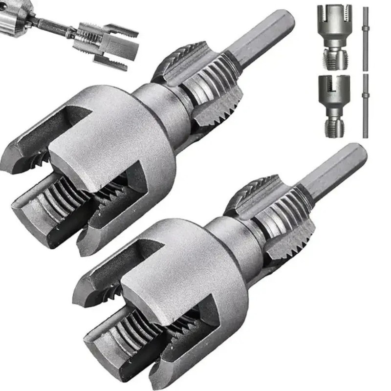 Integrated Internal & External Pipe Threading Tool Steel PVC Pipe Threader Kit gallery