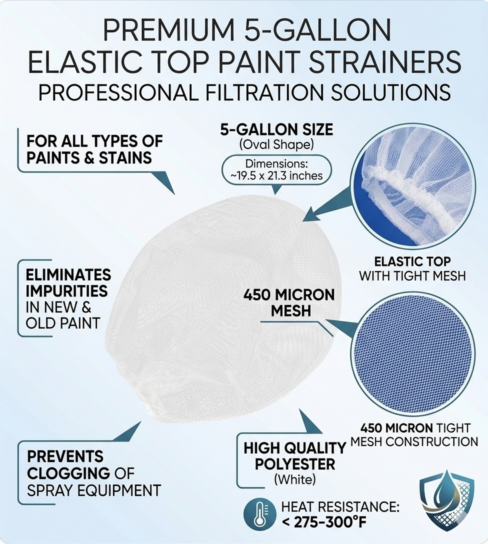 ​5 - Gallon Paint Strainers - 25 Elastic Top - 450 Micron Mesh Filter Bag gallery