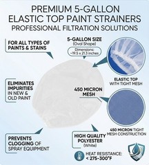 ​5 – Gallon Paint Strainers – 25 Elastic Top – 450 Micron Mesh Filter Bag