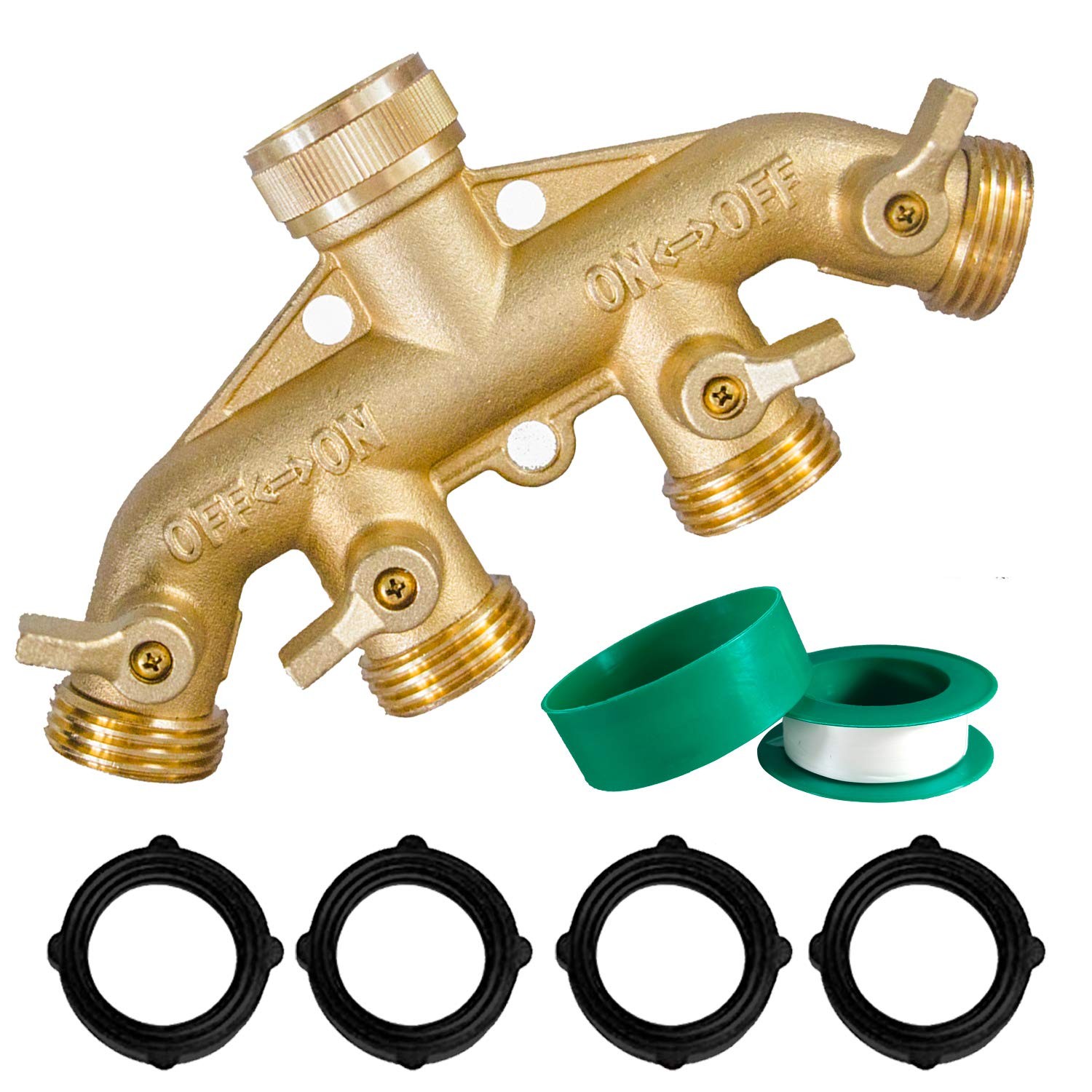Brass Garden Hose Splitter , Solid Brass Hose Connector 3/4", Adapter Valve gallery