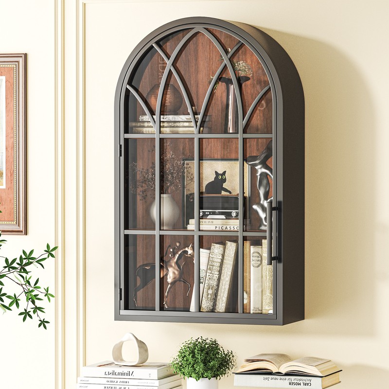 Fully Assembled Bathroom Arched Wall Cabinet Modern Floating Medicine Organizer gallery