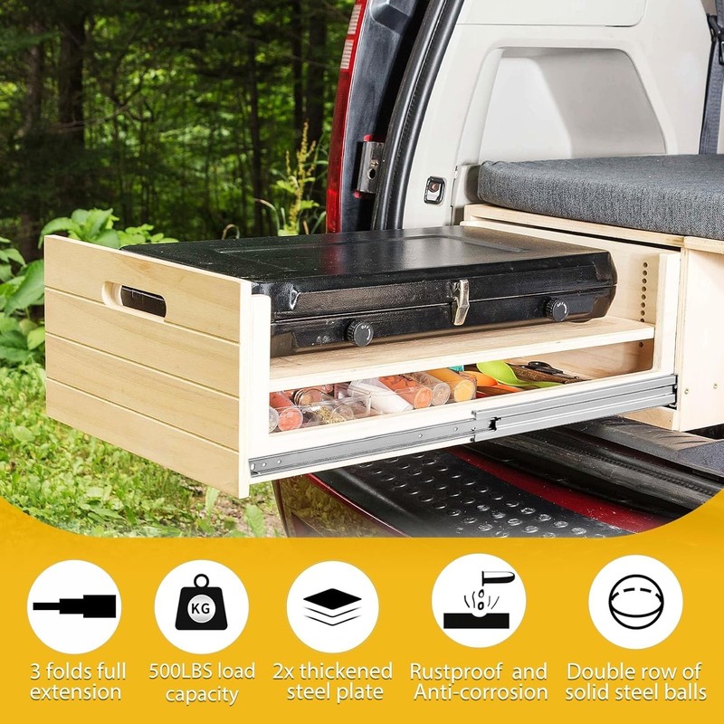Heavy Duty Drawer Slides Full Extension Side Mount Ball Bearing Long Rails 34 in gallery