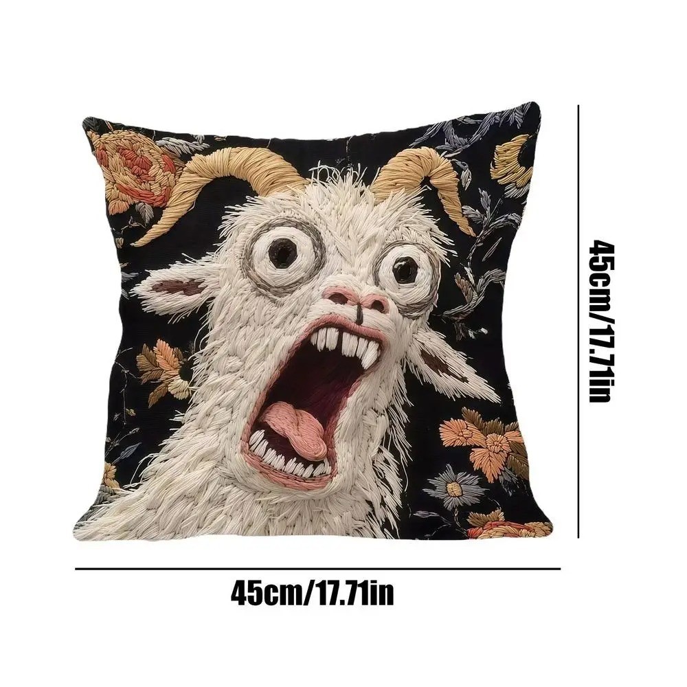 Surreal Art Screaming Goat Linen Pillow Covers Cushion Case Housewarming Gift--- gallery