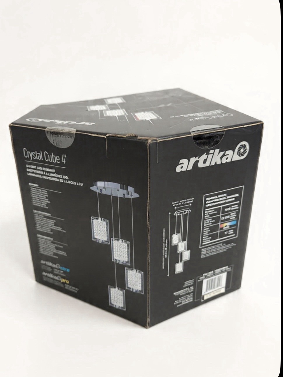 Artika Crystal Cube 4 Pendant 4-Light LED Crystal Cube Dimmable 1600lm Clear gallery