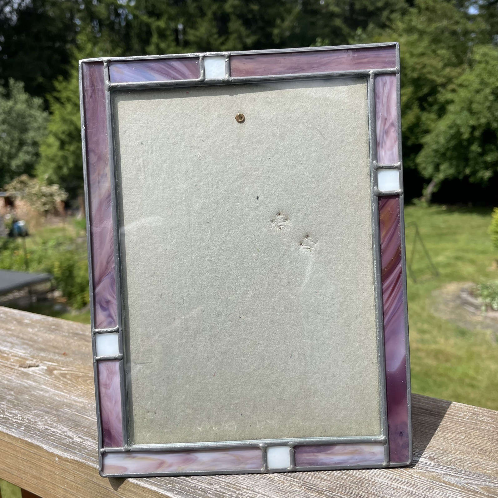 Stained Glass Purple Rectangle And White Squares Photo Picture Frame 5x7Tabletop gallery