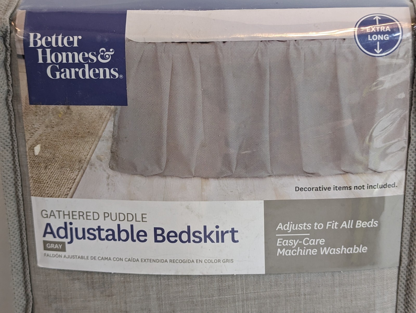 Better Homes And Gardens Gray Gathered Puddle Extra Long Adjustable Bed Skirt gallery