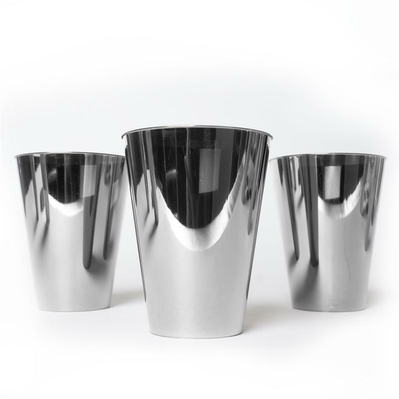 Hard Plastic 7-Ounces SILVER WINE GLASSES TUMBLERS Party Disposable TABLEWARE gallery
