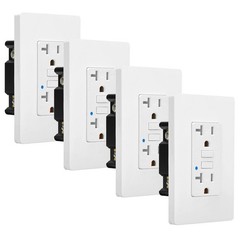 20A GFCI Outlet LED Indicator Self-Test Wet Location Safe TR WR ETL FCC 4Pack