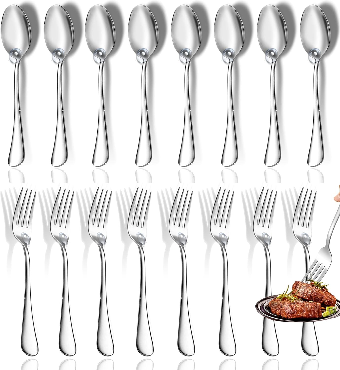 12 Pcs Spoons and Forks Set, Top Food Grade Stainless Steel Forks and Spoons gallery