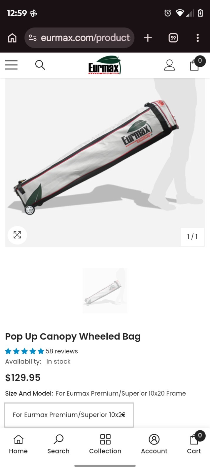 Eurmax 10x20 Blue Replacement Canopy Top with Rolling Bag gallery
