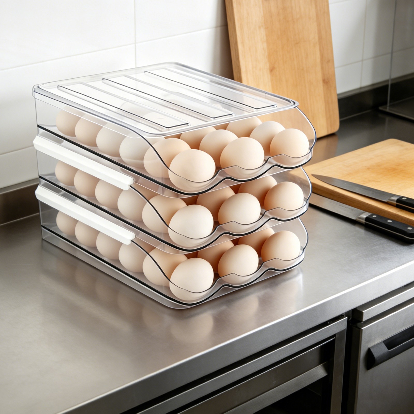 Egg Holder for Fridge Automatically Rolling Egg Storage Container Large Capacity gallery