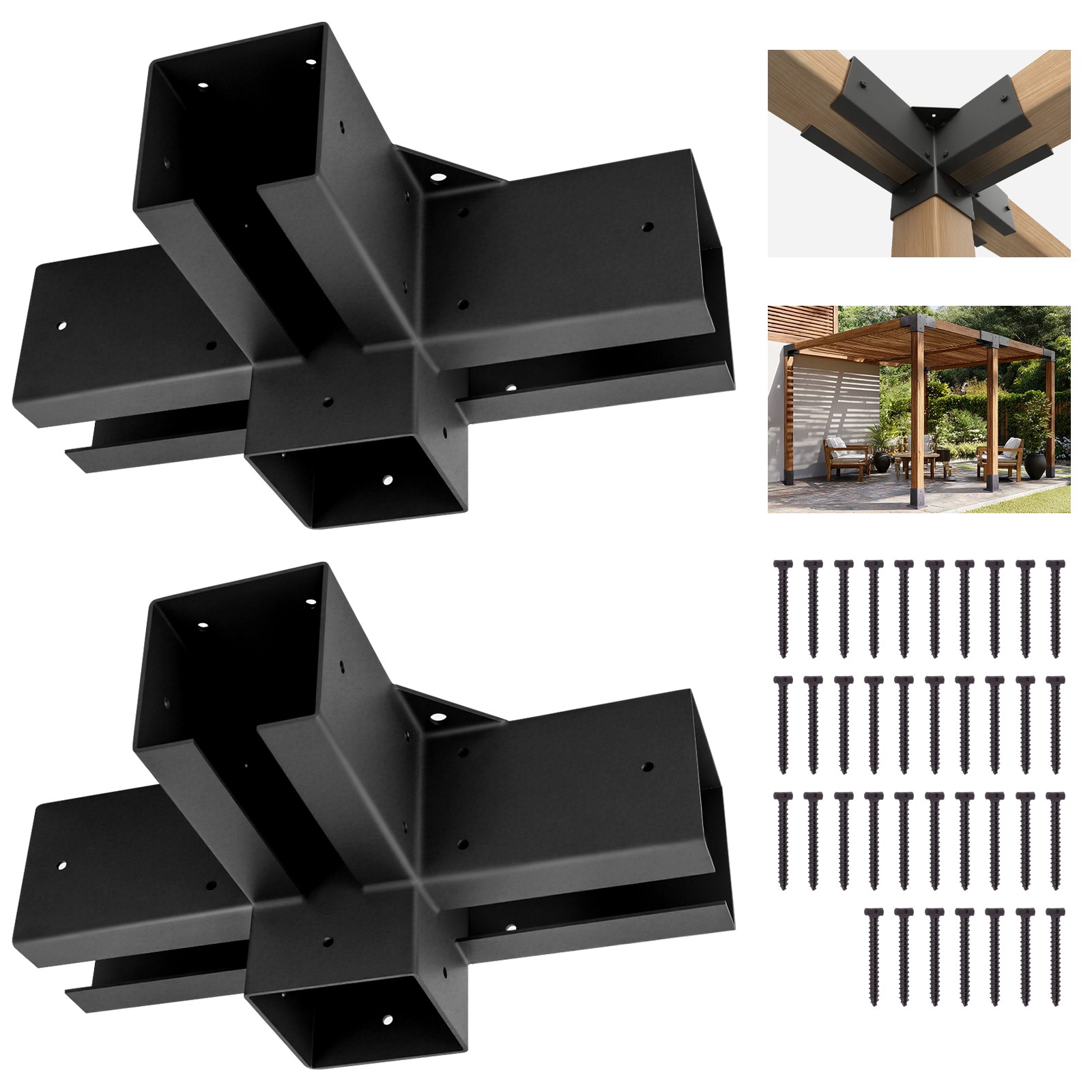 ColourTree Pergola Brackets for 4 x 4 Wood Post, Pergola Bracket Kit - 2 PCS gallery