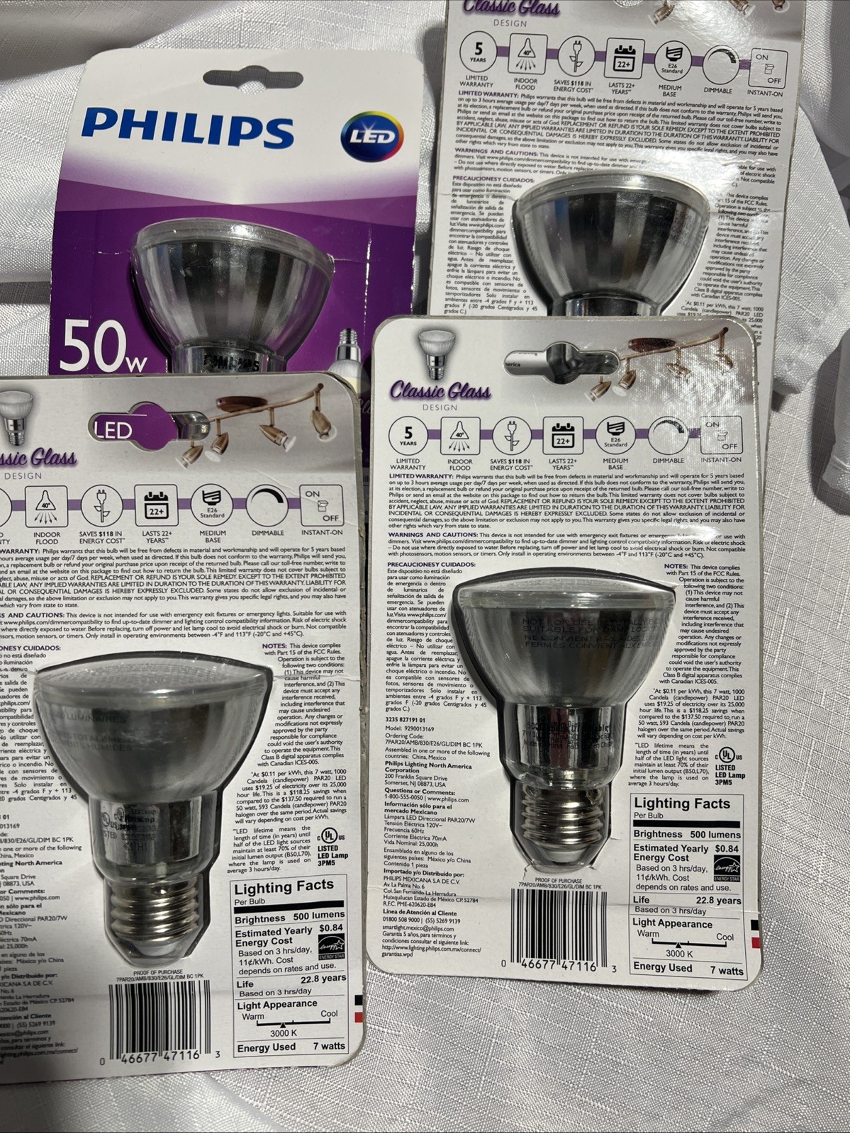 PHILIPS LED 50w replacement PAR20 Bright White Indoor FLOOD light bulb lamp 4/pk gallery