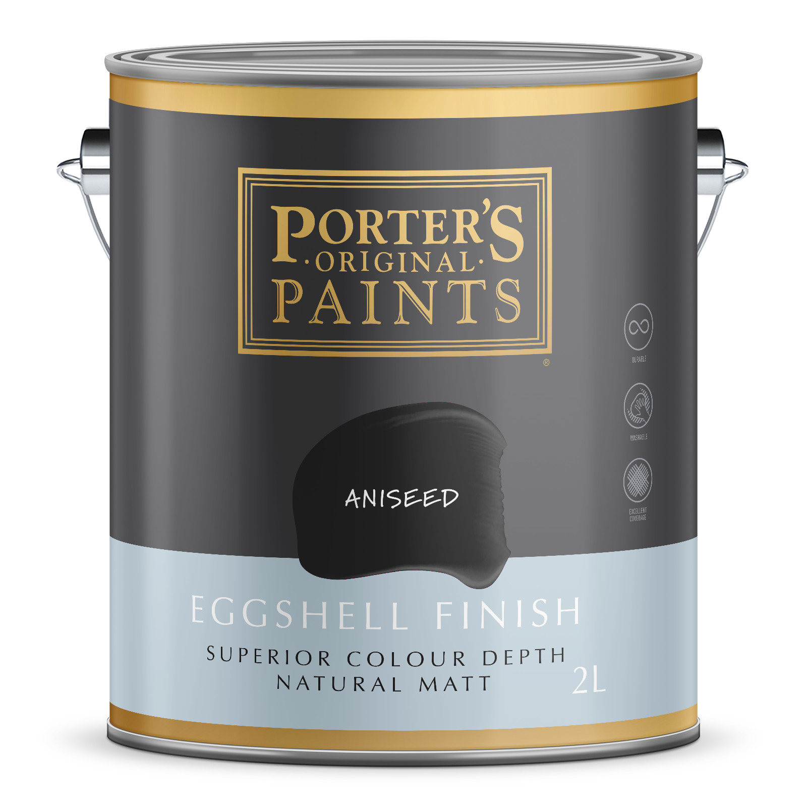 Porter's 2L Aniseed Eggshell Finish Broadwall Washable Paint gallery