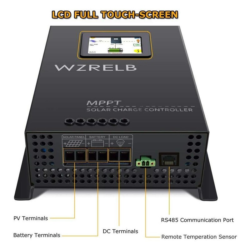 WZRELB MPPT Solar Controller 60A Battery Charger 12/24/36/48V LCD Home 170V Max gallery