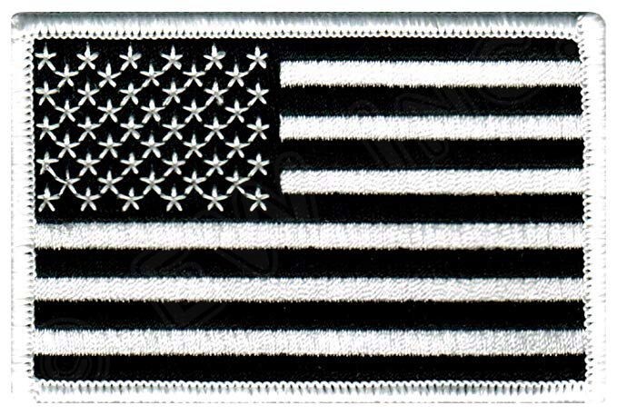 AMERICAN FLAG PATCH embroidered iron-on US BLACK WHITE MILITARY United States gallery