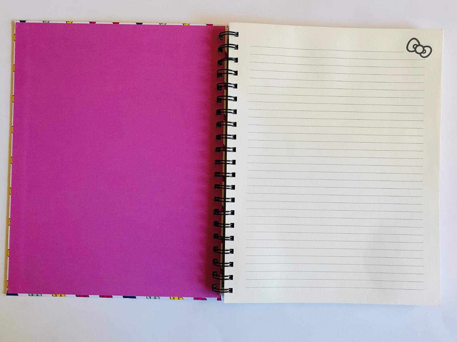 Hello Kitty Large Hardcover spiral bound lined ruled notebook bow colorful pink gallery