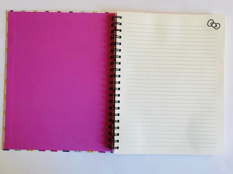 Hello Kitty Large Hardcover spiral bound lined ruled notebook bow colorful pink gallery
