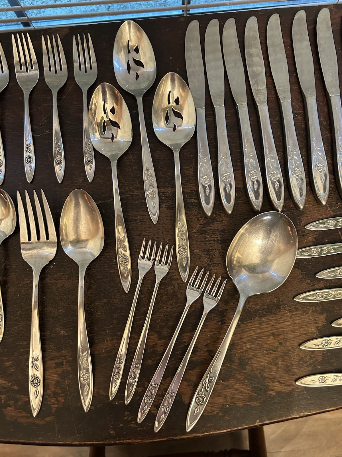 Vintage Oneida Community “My Rose” Stainless Flatware 51 Pieces Ice Tea Dinner gallery