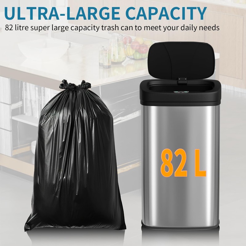 BestOffice 22 Gallons Automatic Sensor Large Kitchen Large, Stainless Steel gallery
