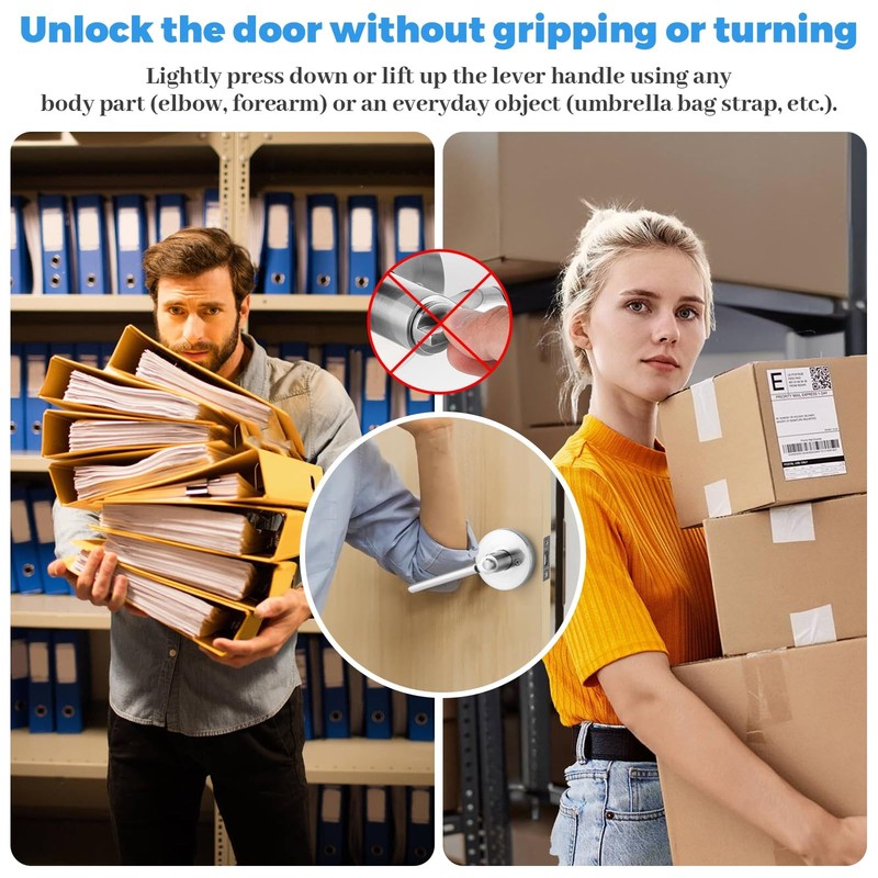 Entry Round Push Button -Touch Locking Door Handle with Keys,Interior Non-Han... gallery