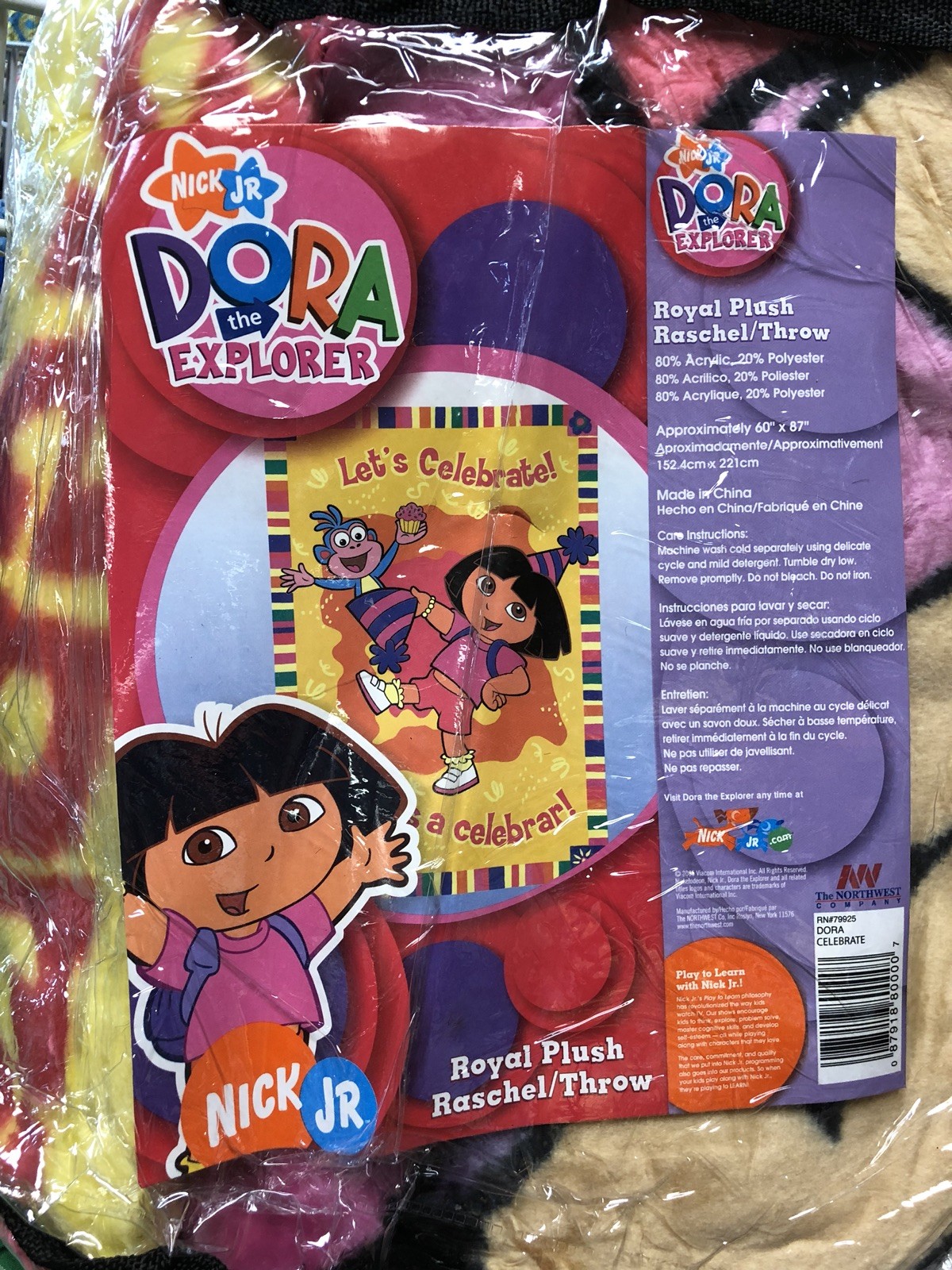 BRAND NEW OFFICIAL NICKELODEON DORA THE EXPLORER TWIN SIZE ACRYLIC 60X80 BLANKET gallery