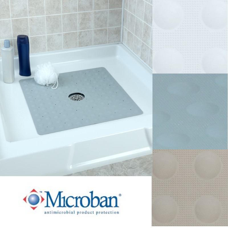 Large Non-Slip Rubber Shower Mat with Microban: SlipX Solutions Square Stall Mat gallery