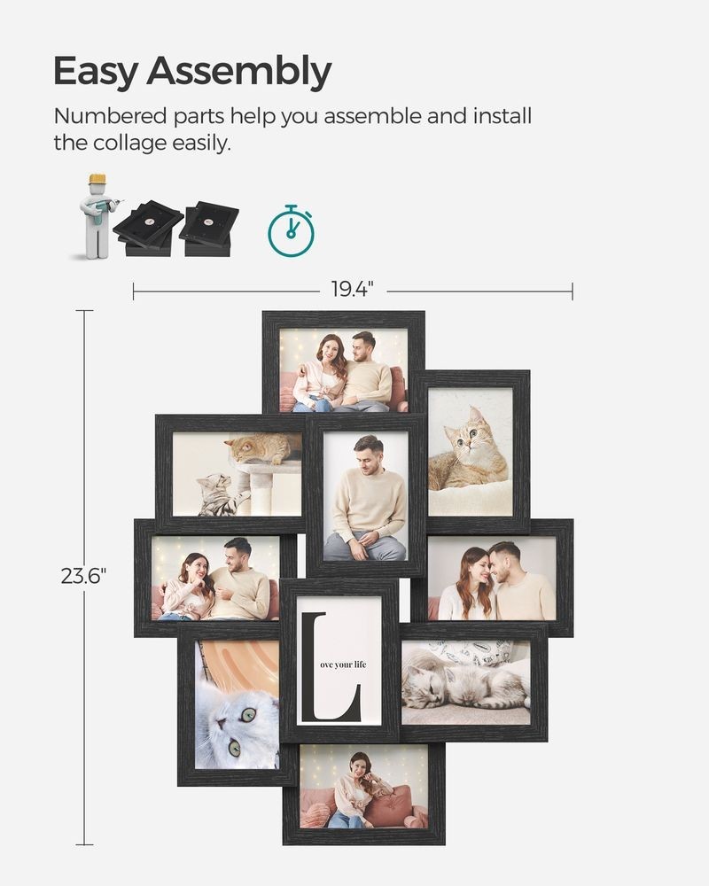 SONGMICS Picture Frame Collage for 12 Photos in 4 x 6 (10 x 15 cm) New Open Box gallery