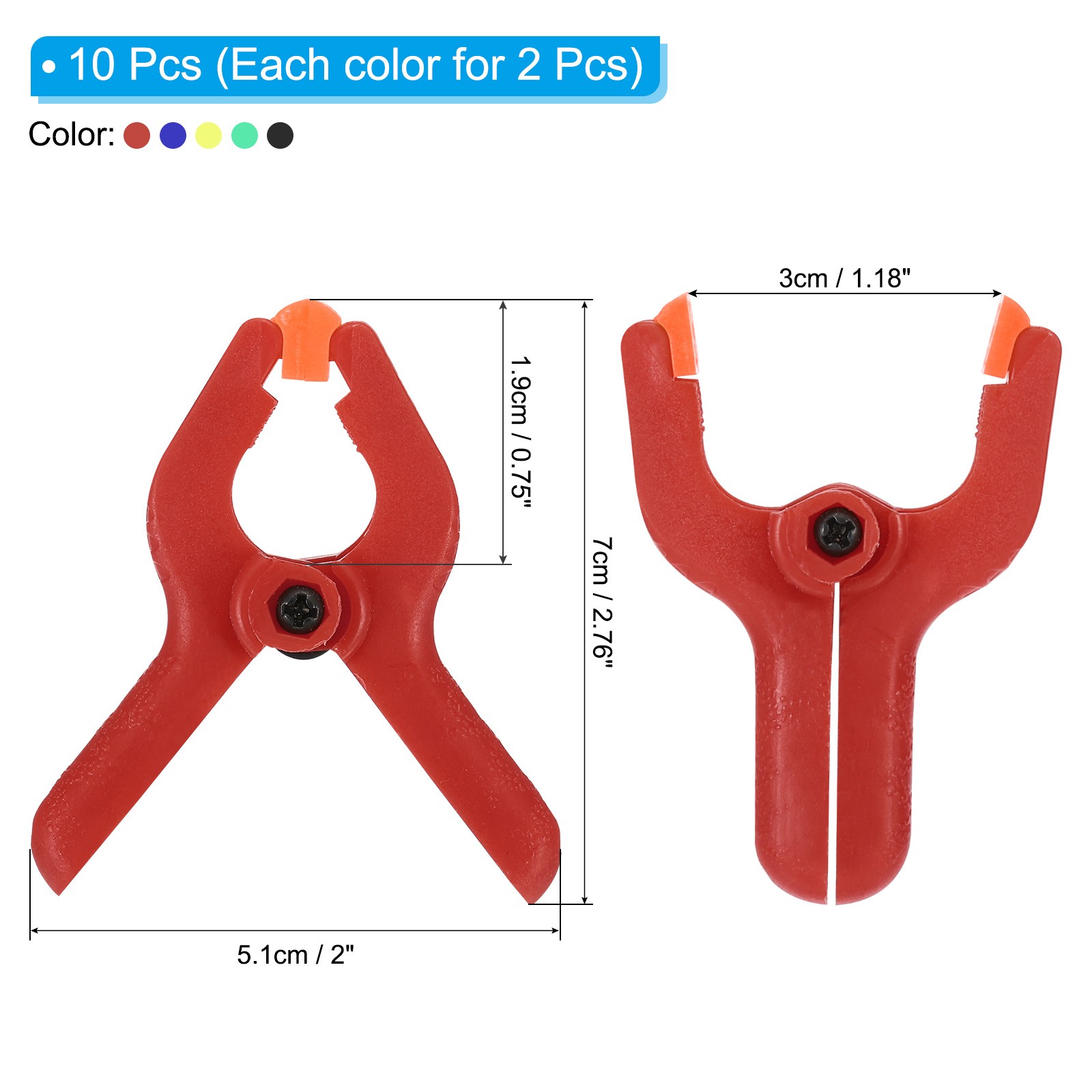 10Pcs 2" Backdrop Spring Clamp Plastic Flexible Anti-slip Strong Clip Multicolor gallery