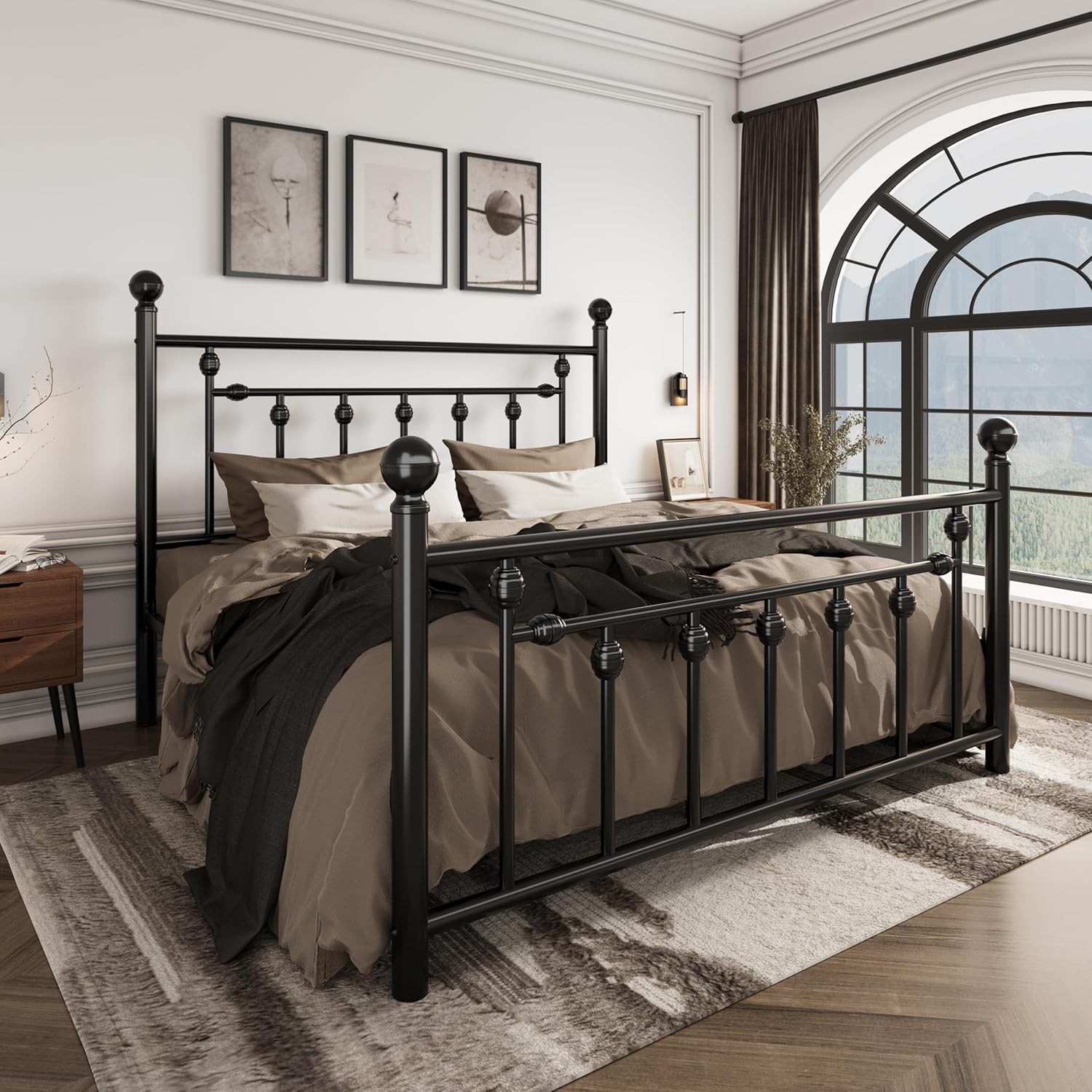 SHA CERLIN 14 Queen Size Metal Platform Bed Victorian gallery