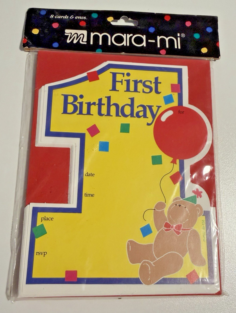 Mara-Mi First Birthday Invitations 24 Cards & Envelopes Sealed Party Supplies gallery