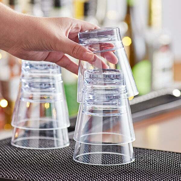Choice SAN Plastic Double Rocks Old Fashioned Glass -24/Case (select size below) gallery