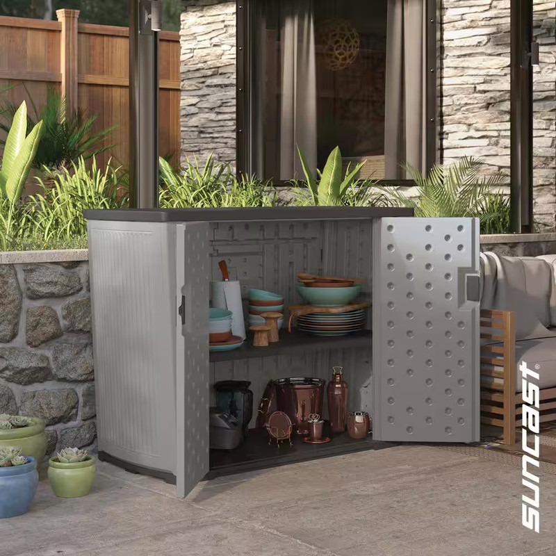 130 Gal. Dove Gray Backyard Oasis Vertical Deck Box gallery