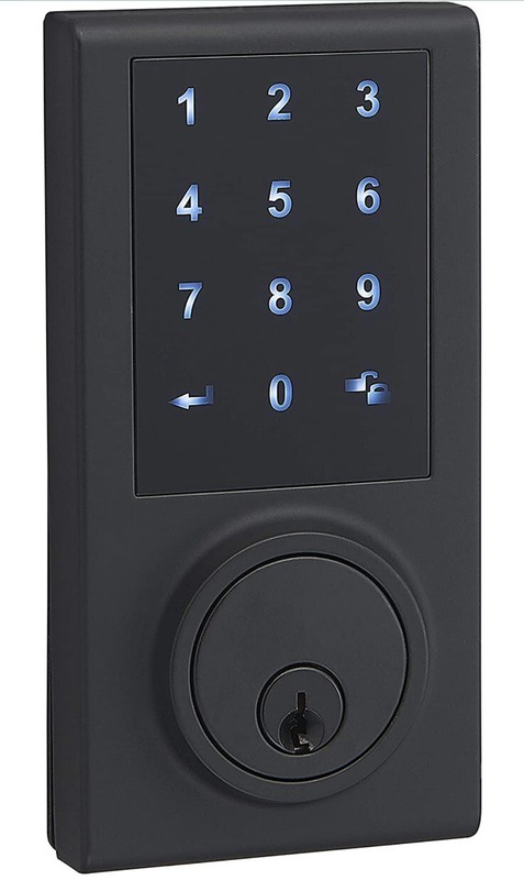 Amazon Basics Grade 3 Electronic Touchscreen Deadbolt Door Lock, Matte Black gallery