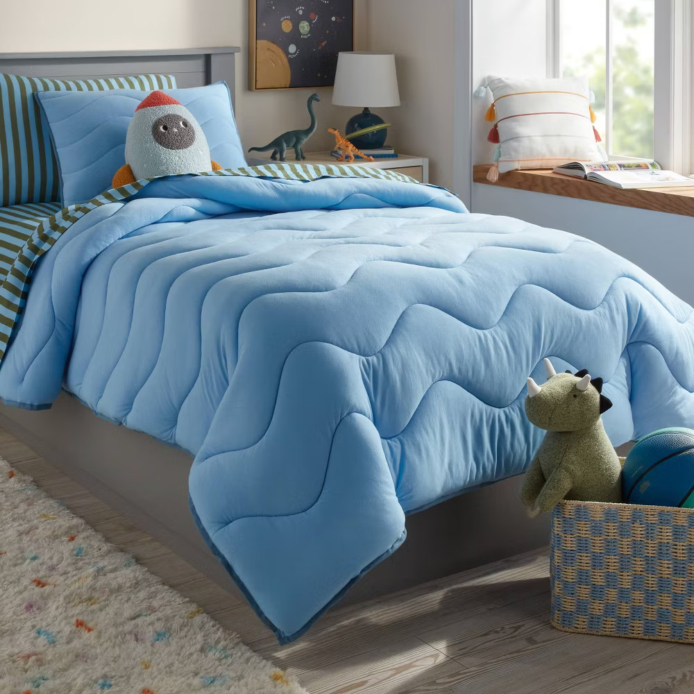 Twin Blue Wave Kids' Comforter Set - Pillowfort gallery