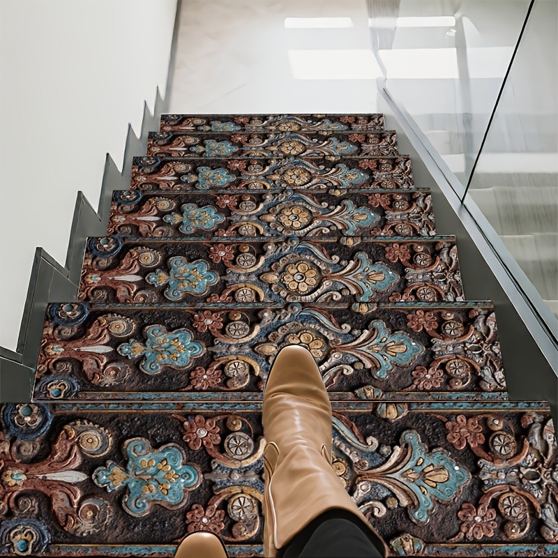 Vintage Pattern Stair Tread Mat, Easy to Clean, Non-Slip and Wear-Resistant/St gallery