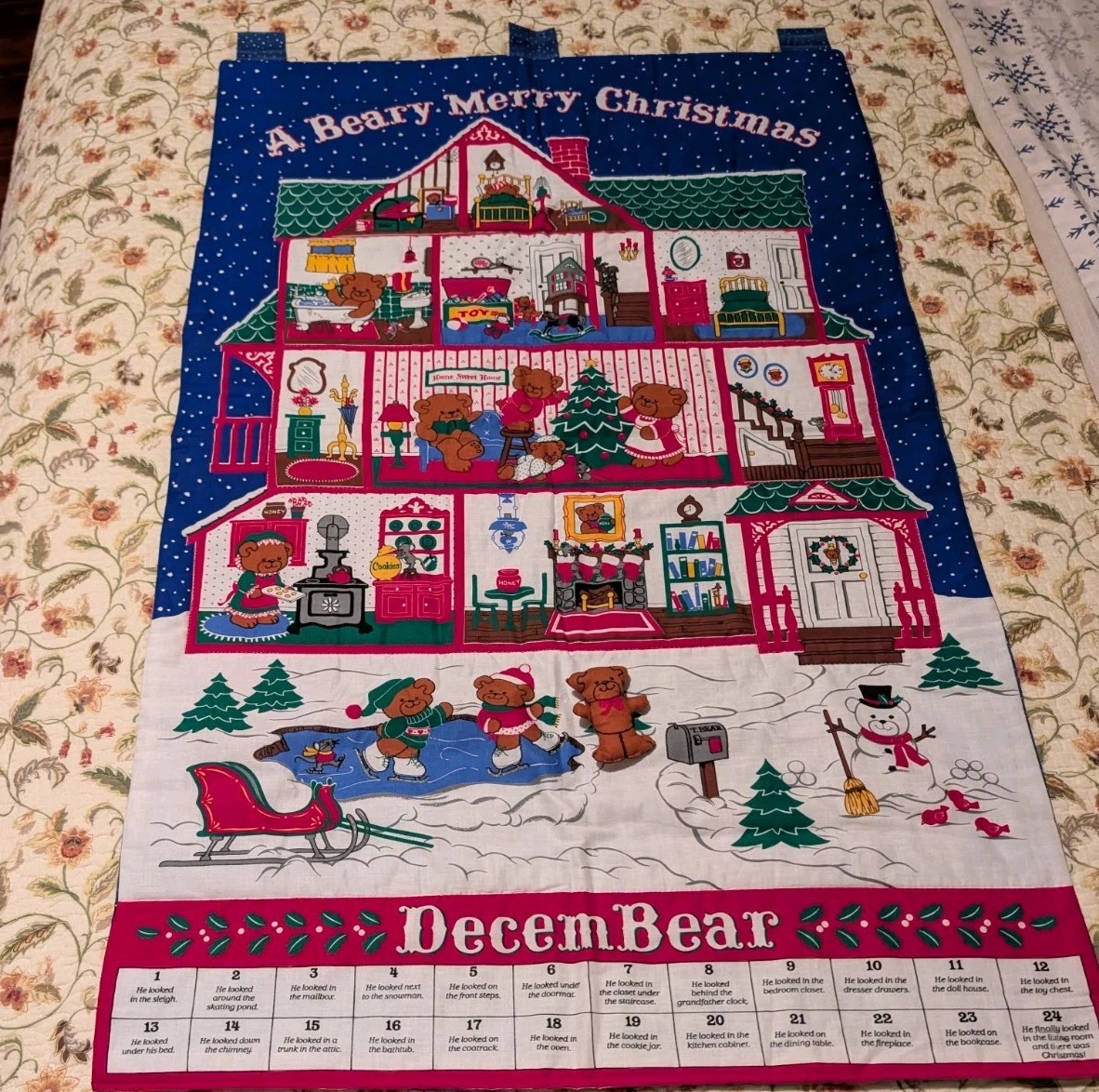 BEARY MERRY CHRISTMAS Countdown calendar teddy bears ~ 26 x 41 inches gallery