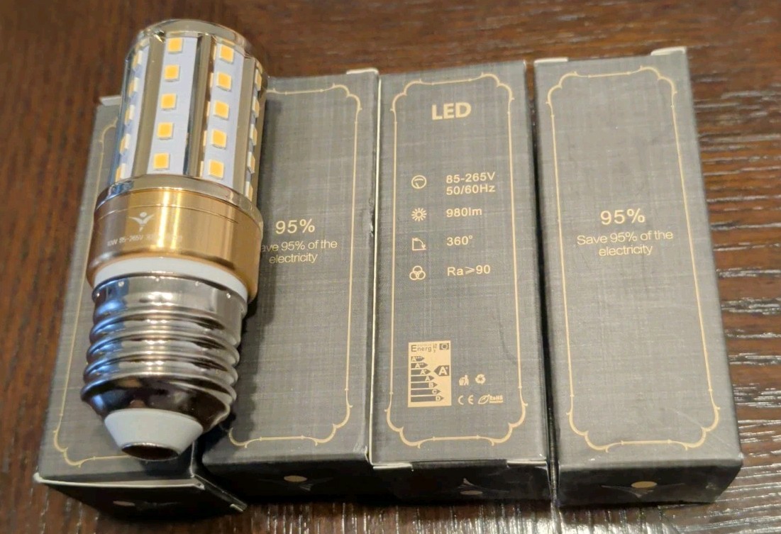 E27 LED Corn Bulb 10W lamp Energy Saving 85-265 Volt Cool bright 3000k Four pack gallery